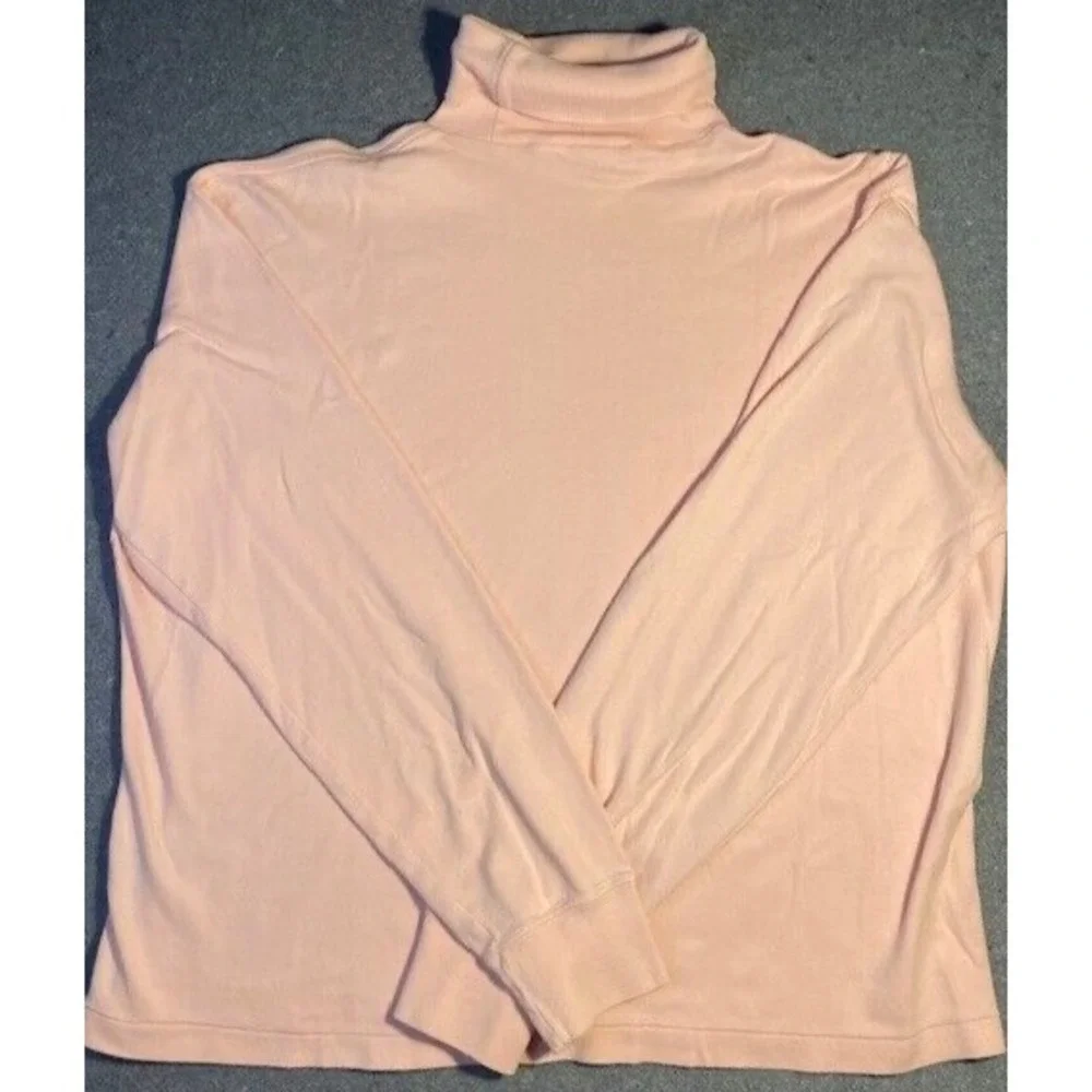 LAUREN RALPH SPORT Women's TOP pink‎ LARGE preppy LONG SLEEVE turtle neck